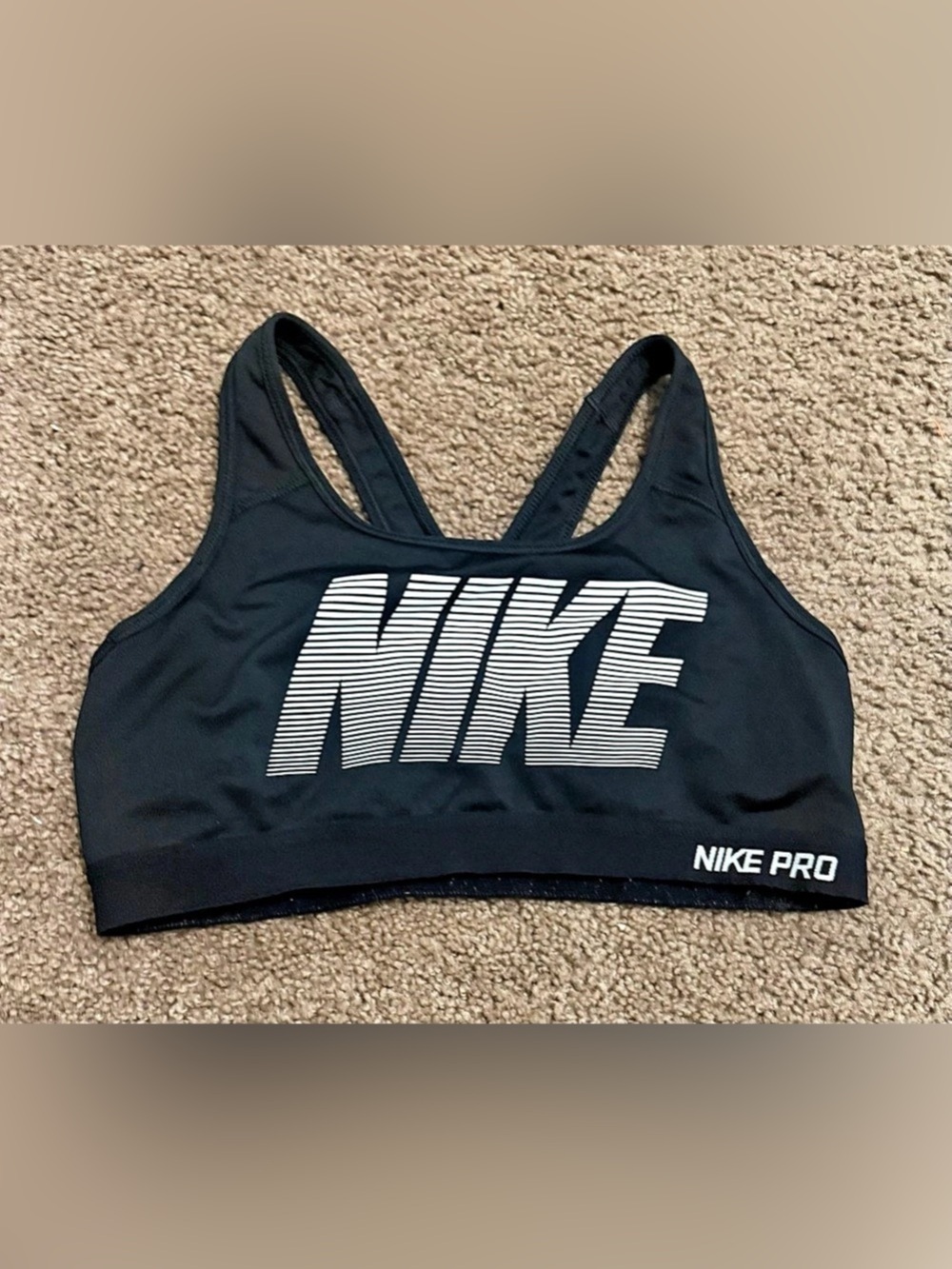 Nike Pro Classic Padded Graphic Sports Bra Black Large